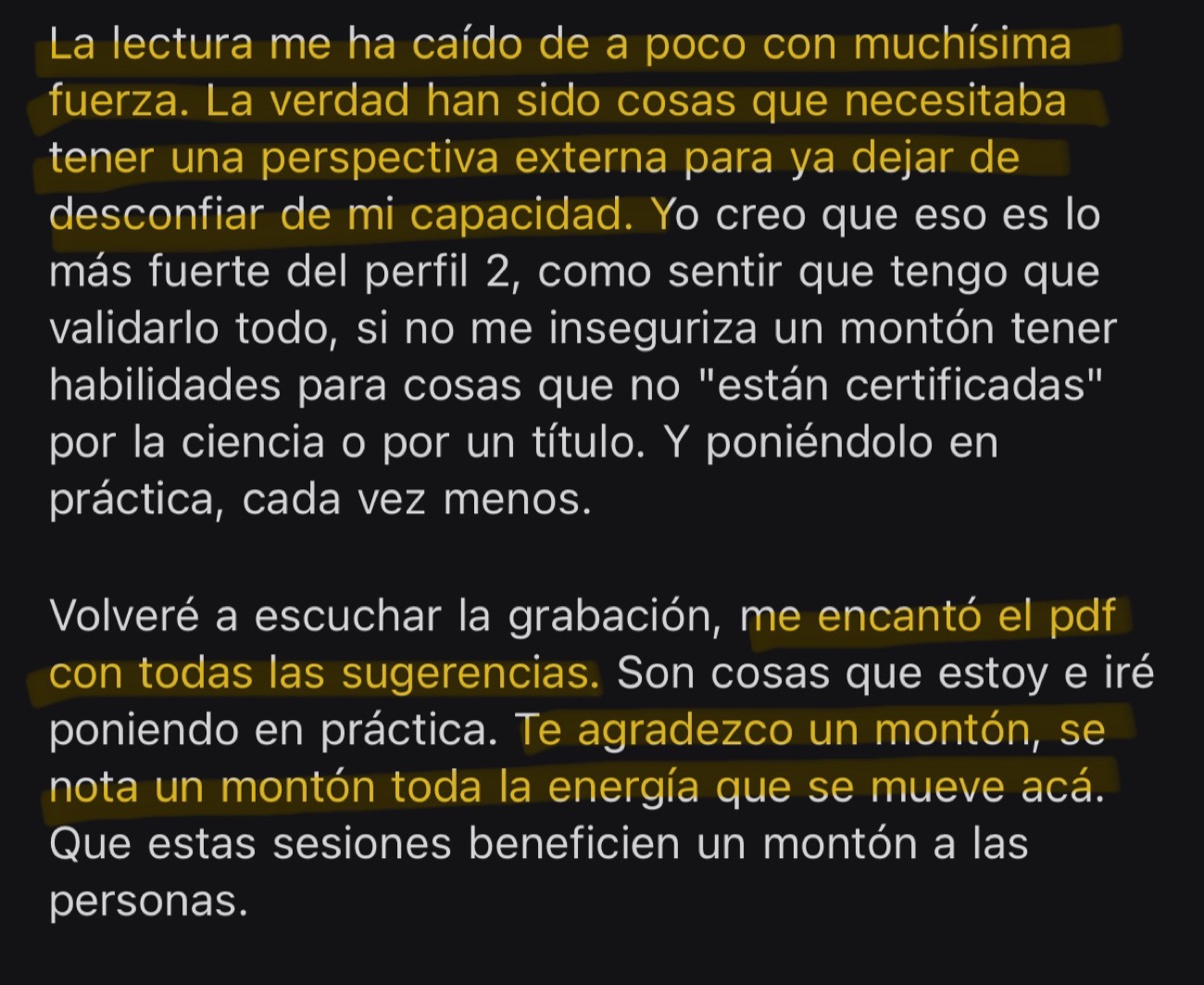 Testimonio: “La lectura me ha caído de a poco con muchísima fuerza… me encantó el pdf con todas las sugerencias.”