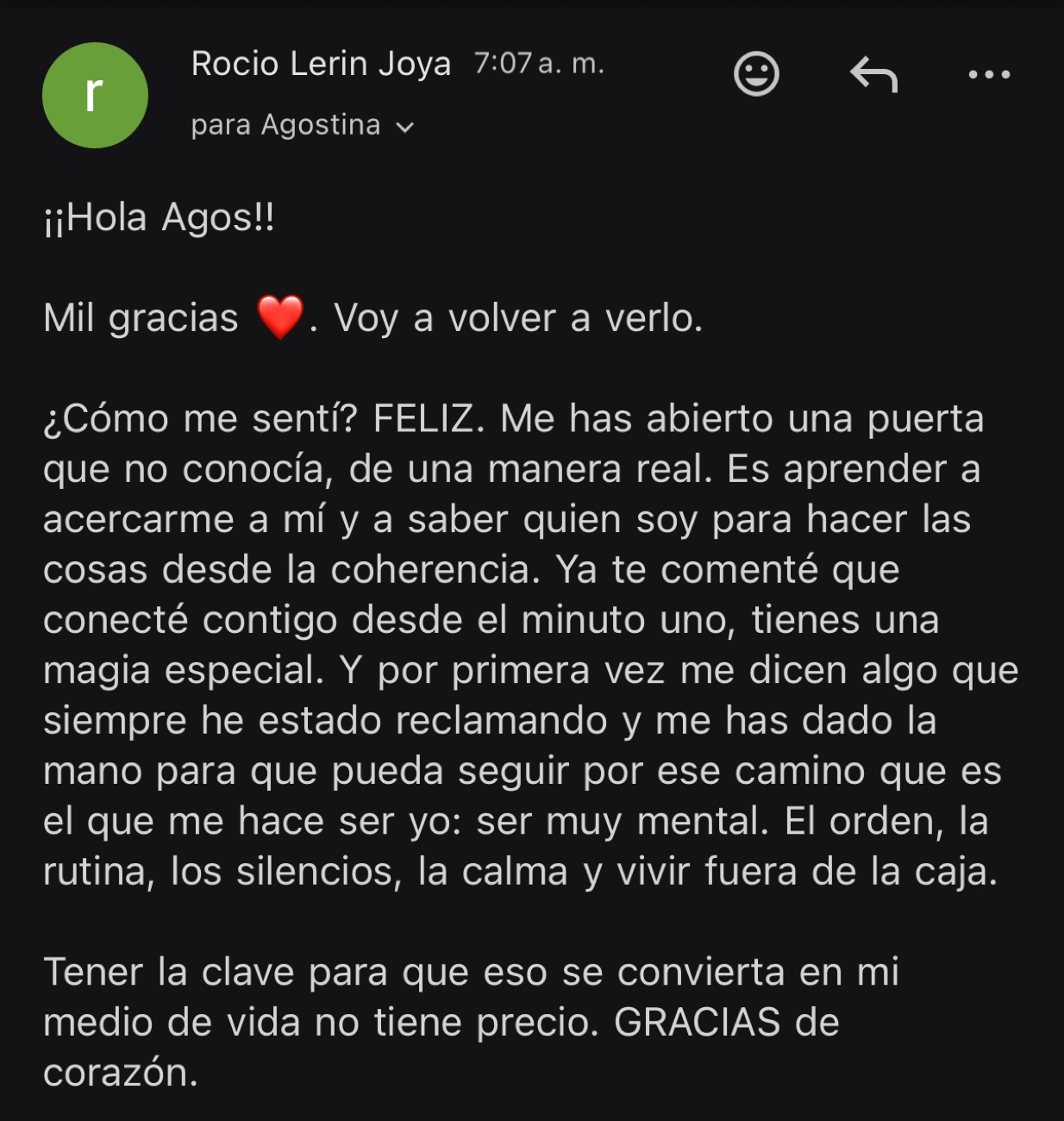 Testimonio de Rocío: “Me has abierto una puerta que no conocía, de una manera real… Tener la clave para que eso se convierta en mi medio de vida no tiene precio.”